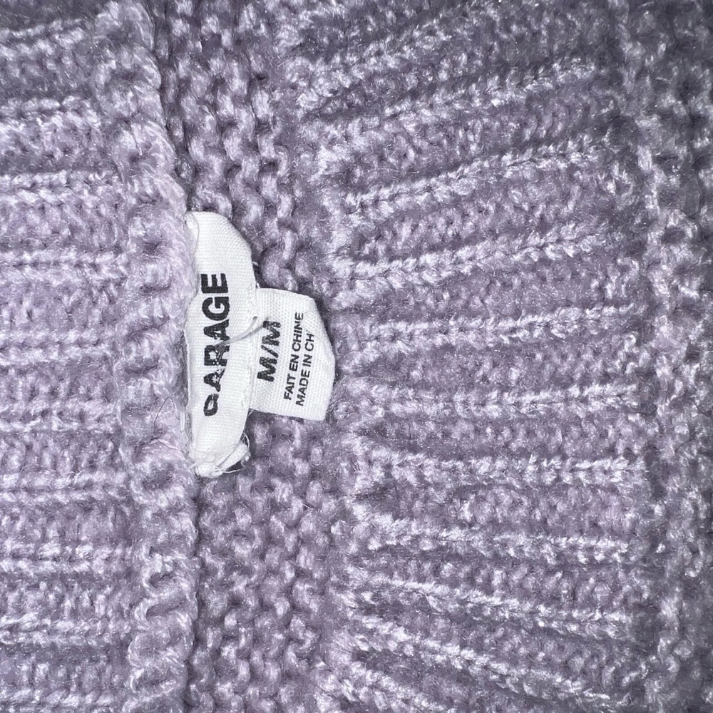 Purple Cropped Crew Neck Sweater - Picture 3 of 3